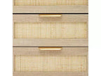Rattan Nightstand, Boho Nightstand with 3 Natural Rattan Drawers, Bedside Table with Sturdy Wood Legs, Modern Side Table with Storage Drawers