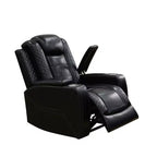 MAYEERTY Power Recliner Chair, Electric Breathable Leather Reclining Chair with USB Charging, Adjustable Backrest for Living Room, Black