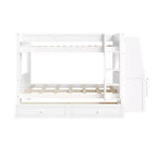 Polibi Full Size Bunk Bed with Built-In Bookshelves, Desk and Storage Space