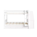 Polibi Full Size Bunk Bed with Built-In Bookshelves, Desk and Storage Space