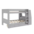 Polibi Full Size Bunk Bed with Built-In Bookshelves, Desk and Storage Space
