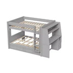 Polibi Full Size Bunk Bed with Built-In Bookshelves, Desk and Storage Space