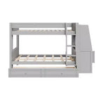 Polibi Full Size Bunk Bed with Built-In Bookshelves, Desk and Storage Space
