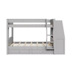 Polibi Full Size Bunk Bed with Built-In Bookshelves, Desk and Storage Space