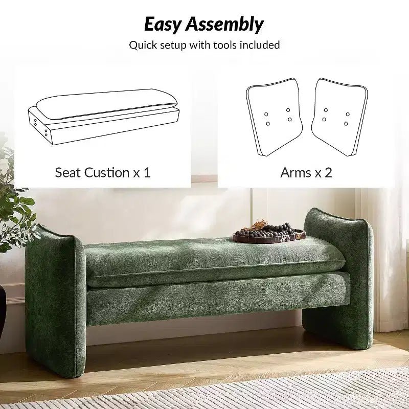 Donna Modern Chenille Fabric Upholstered Bench|ARTFUL LIVING DESIGN