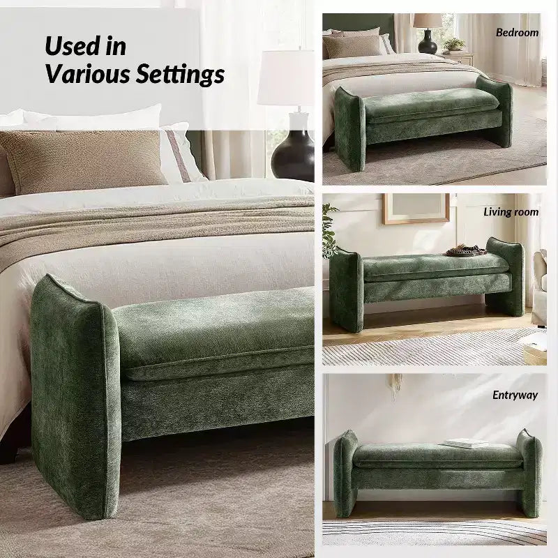 Donna Modern Chenille Fabric Upholstered Bench|ARTFUL LIVING DESIGN