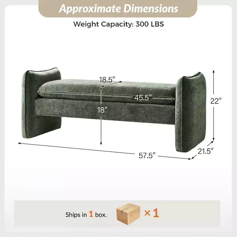 Donna Modern Chenille Fabric Upholstered Bench|ARTFUL LIVING DESIGN