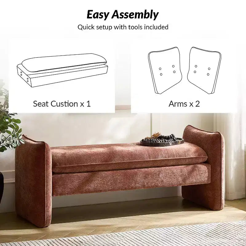 Donna Modern Chenille Fabric Upholstered Bench|ARTFUL LIVING DESIGN
