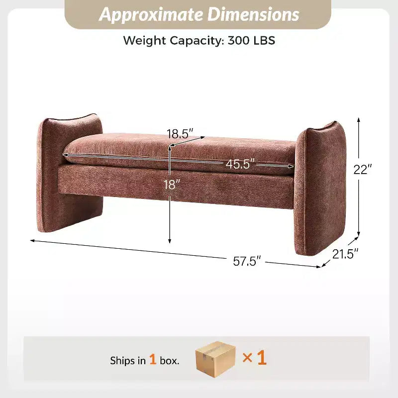 Donna Modern Chenille Fabric Upholstered Bench|ARTFUL LIVING DESIGN
