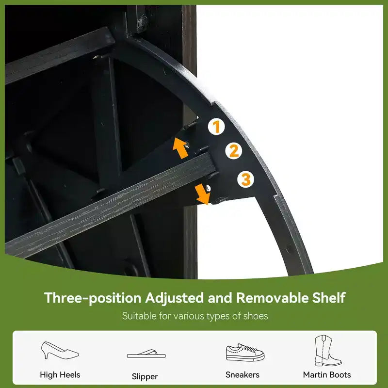 Shoe Cabinet Storage with 2 Flip Drawers and 1 Drawer,Freestanding Rattan Shoe Organizer with 3-Tier Adjustable Shelves for Slippers,Sneakers,Heels