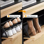 Shoe Cabinet Storage with 2 Flip Drawers and 1 Drawer,Freestanding Rattan Shoe Organizer with 3-Tier Adjustable Shelves for Slippers,Sneakers,Heels