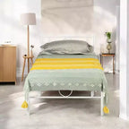 FurnitureR Twin Size Metal Bed Frame with Headboard and Footboard Under Foundation Storage, No Box Spring Needed, Easy Assembly, White