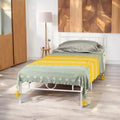 FurnitureR Twin Size Metal Bed Frame with Headboard and Footboard Under Foundation Storage, No Box Spring Needed, Easy Assembly, White