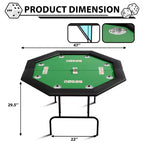 Octagon Poker Table with 8 Cup Holders, Casino Leisure Table for 8 Players, Blackjack Gaming Table with Water-Resistant Cushioned Rail
