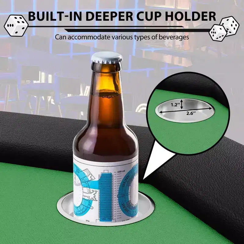 Octagon Poker Table with 8 Cup Holders, Casino Leisure Table for 8 Players, Blackjack Gaming Table with Water-Resistant Cushioned Rail