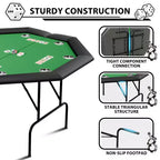 Octagon Poker Table with 8 Cup Holders, Casino Leisure Table for 8 Players, Blackjack Gaming Table with Water-Resistant Cushioned Rail