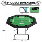 Octagon Poker Table with 8 Cup Holders, Casino Leisure Table for 8 Players, Blackjack Gaming Table with Water-Resistant Cushioned Rail