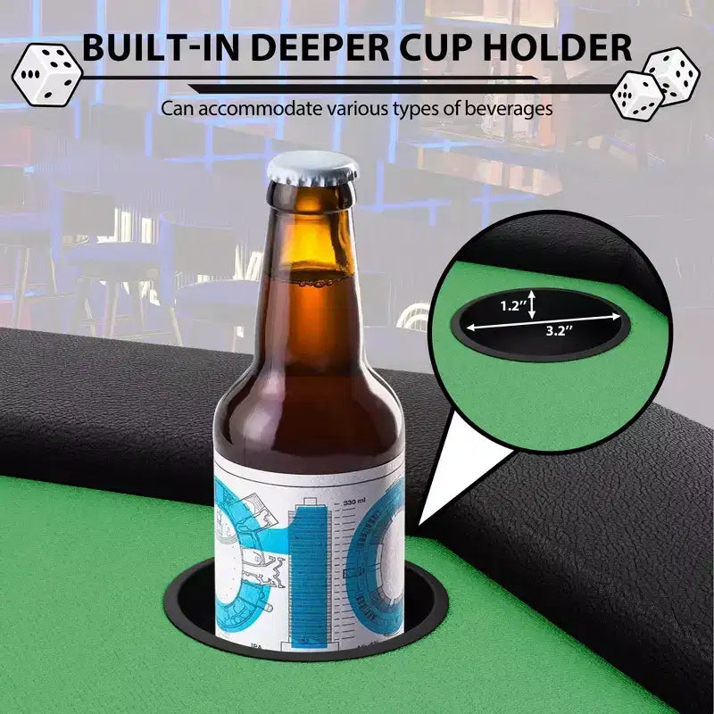 Octagon Poker Table with 8 Cup Holders, Casino Leisure Table for 8 Players, Blackjack Gaming Table with Water-Resistant Cushioned Rail
