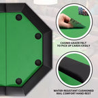Octagon Poker Table with 8 Cup Holders, Casino Leisure Table for 8 Players, Blackjack Gaming Table with Water-Resistant Cushioned Rail