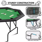Octagon Poker Table with 8 Cup Holders, Casino Leisure Table for 8 Players, Blackjack Gaming Table with Water-Resistant Cushioned Rail