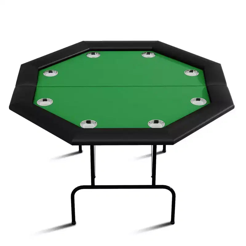 Octagon Poker Table with 8 Cup Holders, Casino Leisure Table for 8 Players, Blackjack Gaming Table with Water-Resistant Cushioned Rail