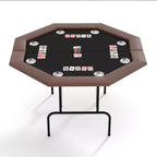 Octagon Poker Table with 8 Cup Holders, Casino Leisure Table for 8 Players, Blackjack Gaming Table with Water-Resistant Cushioned Rail