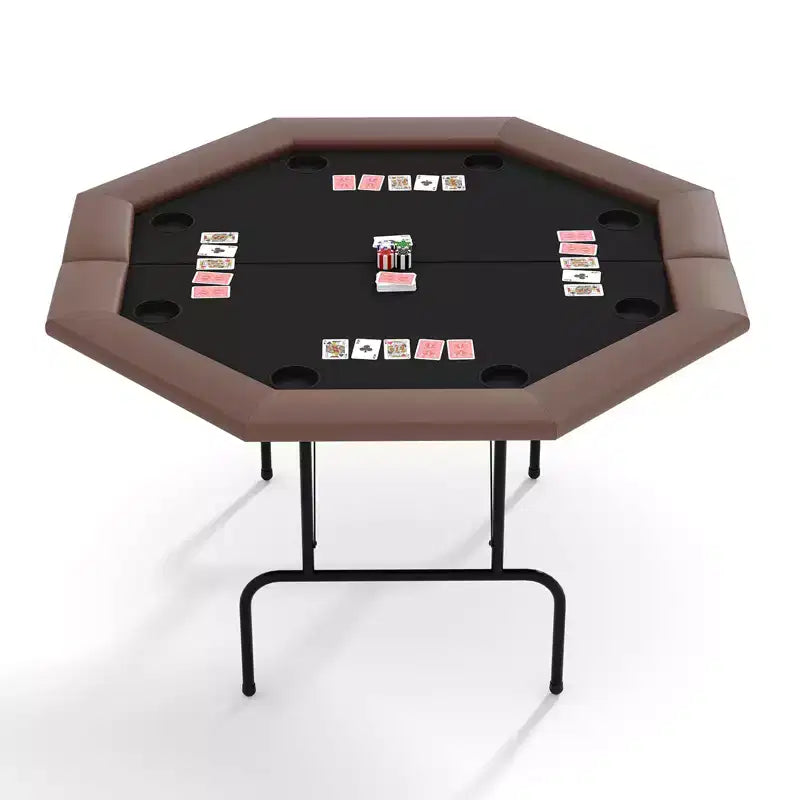 Octagon Poker Table with 8 Cup Holders, Casino Leisure Table for 8 Players, Blackjack Gaming Table with Water-Resistant Cushioned Rail