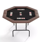 Octagon Poker Table with 8 Cup Holders, Casino Leisure Table for 8 Players, Blackjack Gaming Table with Water-Resistant Cushioned Rail