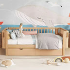 Okak Twin/Full Safe Profile Platform Bed Frame with Storage & Detachable Fence,Modern Student Bed for Bedroom,Kids Room