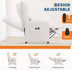 Recliner Chair - Adjustable Recliner Sofa, Overstuffed Ergonomic Design, Tall Back, 2 Side Pockets, for Living Room