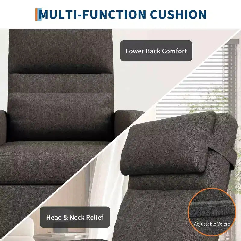 Recliner Chair - Adjustable Recliner Sofa, Overstuffed Ergonomic Design, Tall Back, 2 Side Pockets, for Living Room