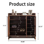 GDFStudio Hahn Modern Wooden Shoe Storage Cabinet with Adjustable Shelves and Breathable Louver Doors