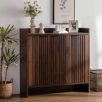 GDFStudio Hahn Modern Wooden Shoe Storage Cabinet with Adjustable Shelves and Breathable Louver Doors