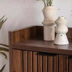 GDFStudio Hahn Modern Wooden Shoe Storage Cabinet with Adjustable Shelves and Breathable Louver Doors