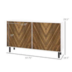 Sideboard Cabinet Kitchen Buffet Cabinet with Adjustable Shelves, 4 Chevron Doors and Pine Wood Legs