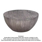 Royal Hampton 36 Inch Round Coffee Table, Handcrafted Drum Shape