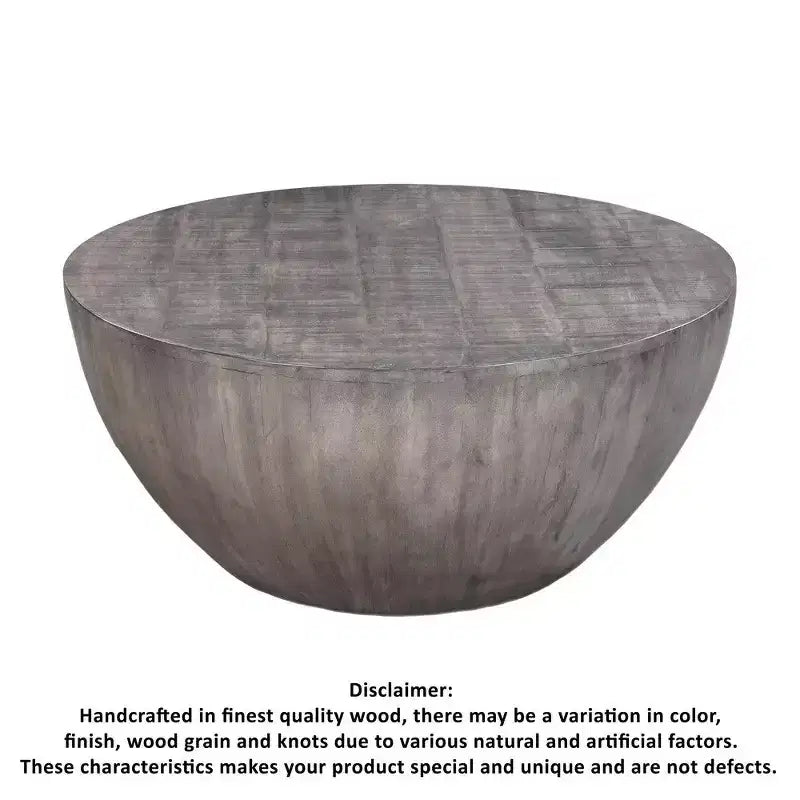 Royal Hampton 36 Inch Round Coffee Table, Handcrafted Drum Shape
