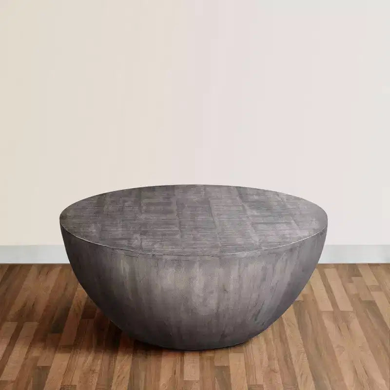 Royal Hampton 36 Inch Round Coffee Table, Handcrafted Drum Shape