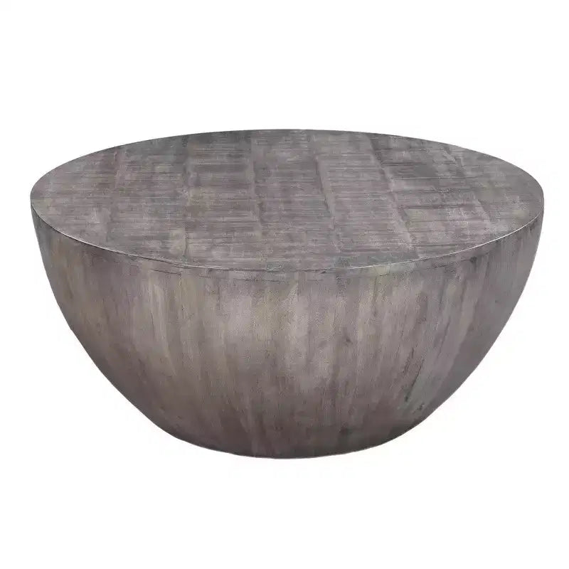 Royal Hampton 36 Inch Round Coffee Table, Handcrafted Drum Shape