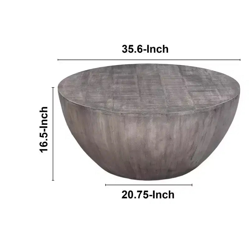 Royal Hampton 36 Inch Round Coffee Table, Handcrafted Drum Shape