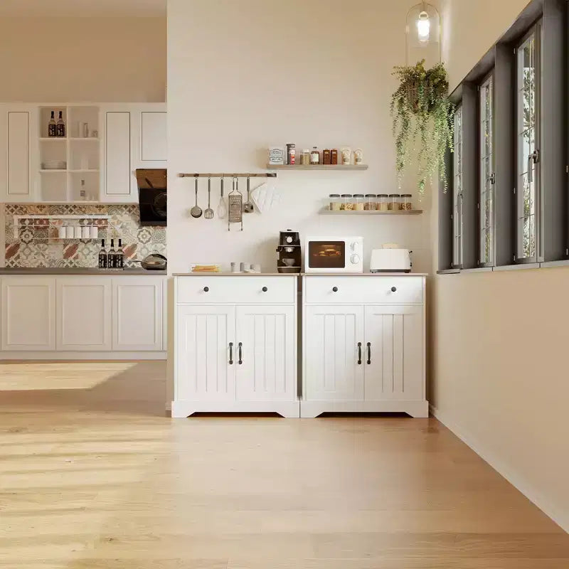 Modern Sideboard Buffet Cabinet, Adjustable Shelves, Wood Kitchen Pantry,Modern Coffee Bar Buffet Table,