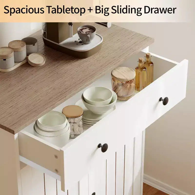 Modern Sideboard Buffet Cabinet, Adjustable Shelves, Wood Kitchen Pantry,Modern Coffee Bar Buffet Table,