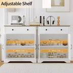 Modern Sideboard Buffet Cabinet, Adjustable Shelves, Wood Kitchen Pantry,Modern Coffee Bar Buffet Table,