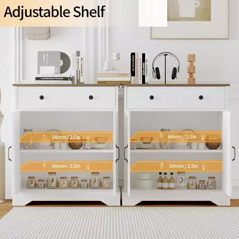 Modern Sideboard Buffet Cabinet, Adjustable Shelves, Wood Kitchen Pantry,Modern Coffee Bar Buffet Table,