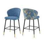 MAYEERTY Dining Chairs Set of 2, Rattan Backrest, Metal Frame, Boucle Upholstery for Living