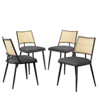 MAYEERTY Dining Chairs Set of 2, Rattan Backrest, Metal Frame, Boucle Upholstery for Living