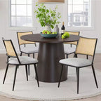 MAYEERTY Dining Chairs Set of 2, Rattan Backrest, Metal Frame, Boucle Upholstery for Living