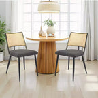MAYEERTY Dining Chairs Set of 2, Rattan Backrest, Metal Frame, Boucle Upholstery for Living
