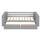 Wood Twin Size Daybed Frame with Storage Drawers, Day Bed Frame Twin with Storage Shelves for Kids Boys Girls