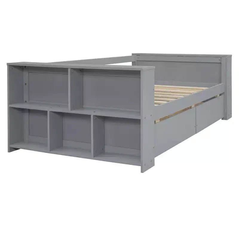 Wood Twin Size Daybed Frame with Storage Drawers, Day Bed Frame Twin with Storage Shelves for Kids Boys Girls